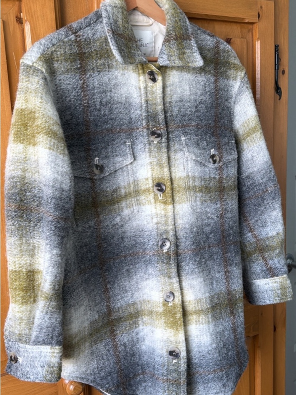 Wilfred Gray & Olive Plaid Wool-Blend Shacket